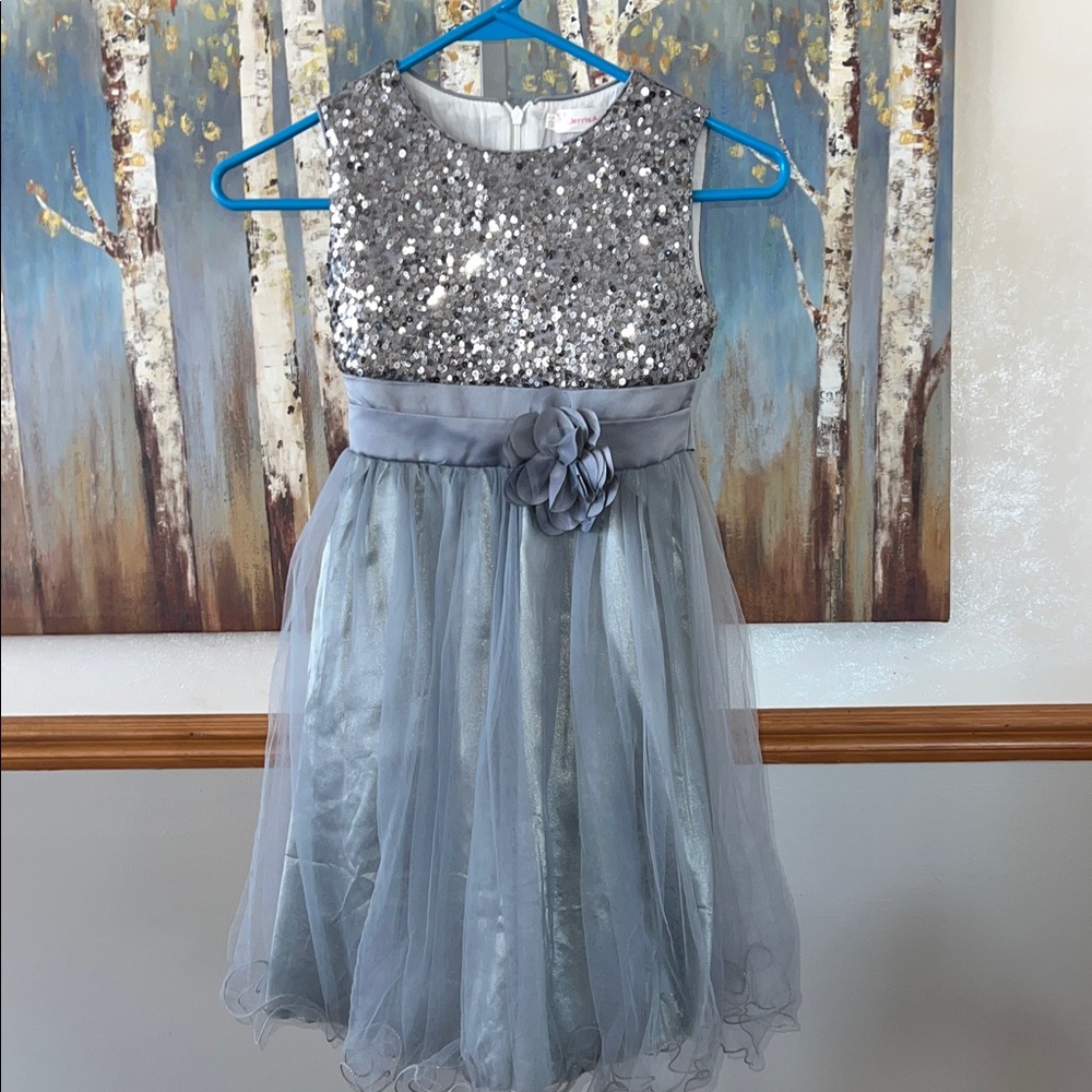 Silver Sequin Kids Dress